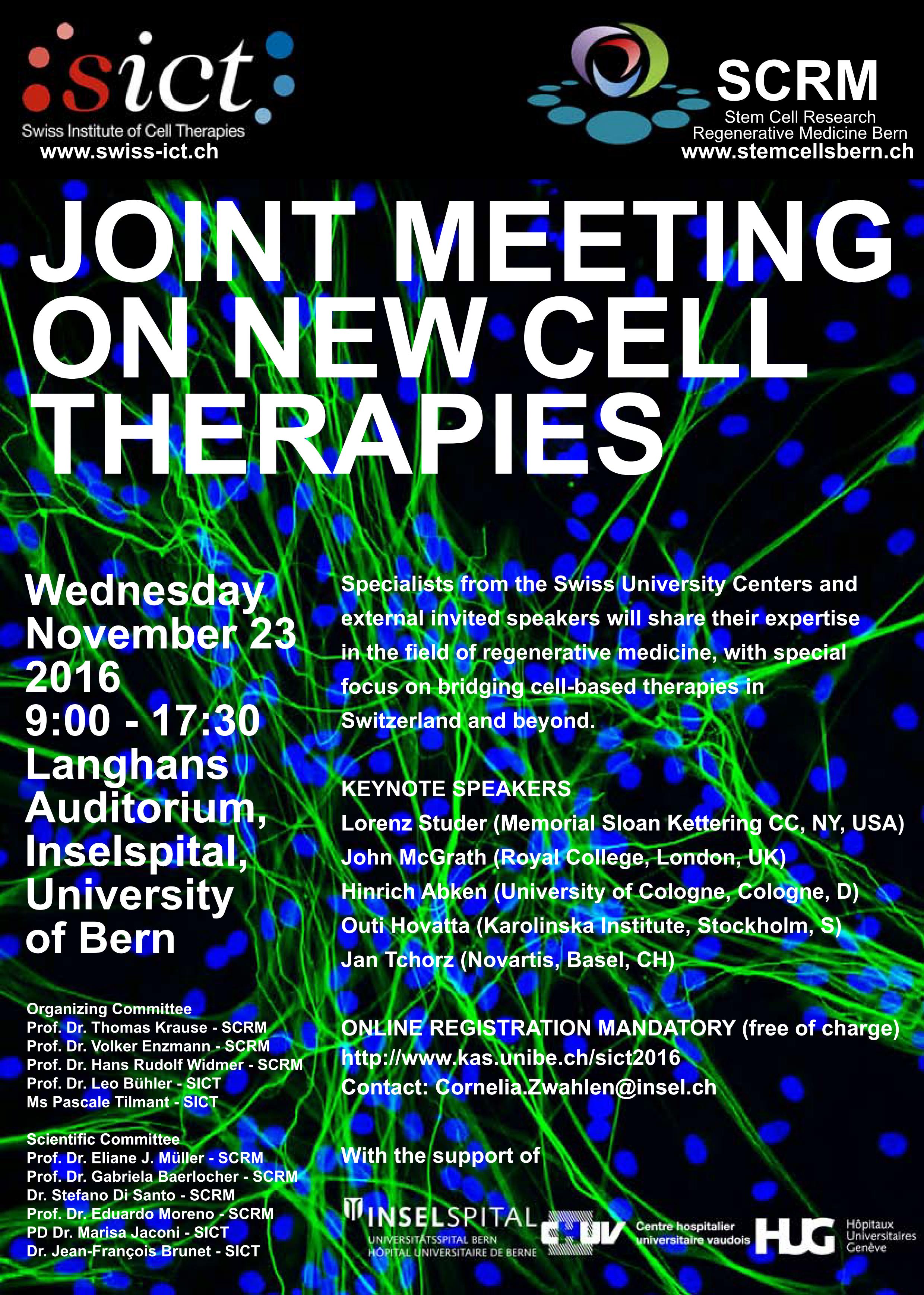 Joint meeting on new cell therapies 2016